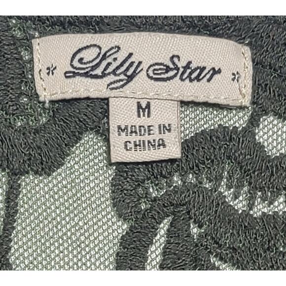 Lily Star Green Hi Low Lace Back Mini Dress Medium Lightweight Flowy Soft - Picture 3 of 4